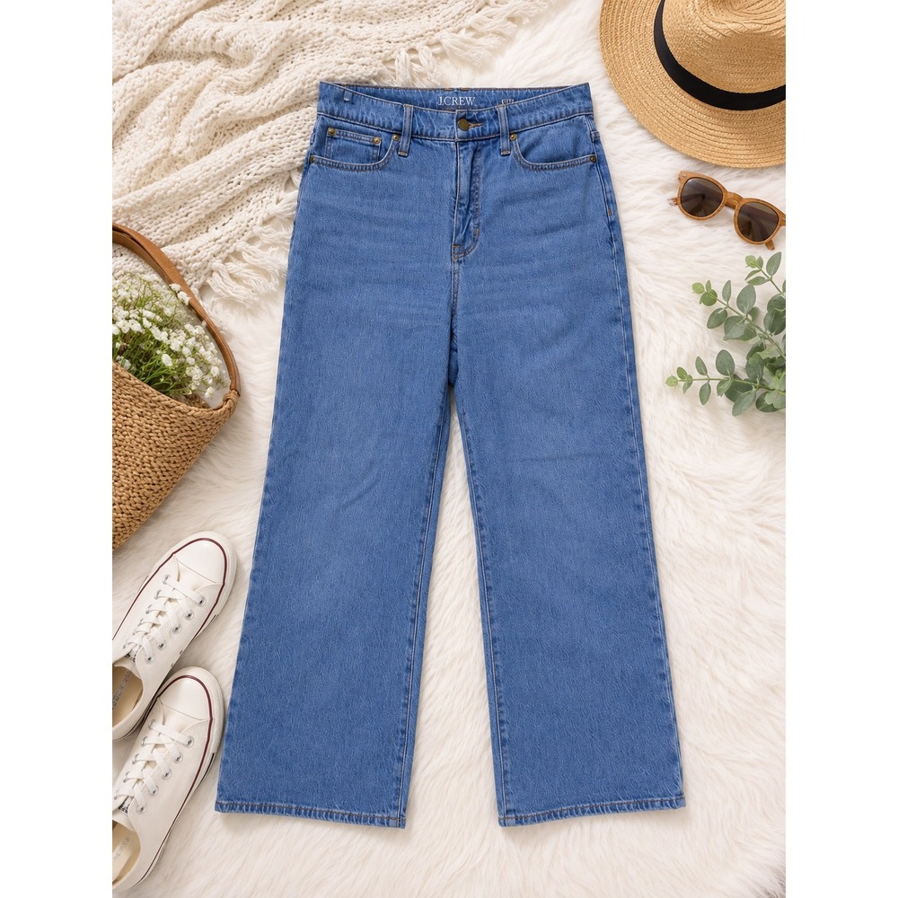 J. Crew Slim Wide Leg Blue Jeans, Size 29, Color Hillside Wash, Preppy Casual